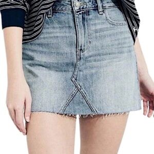 Y2K Hollister Micro Mini Denim Skirt Raw Hem High Rise Medium Wash Women 00